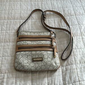 Calvin Klein Logo Front Zip Shoulder Bag